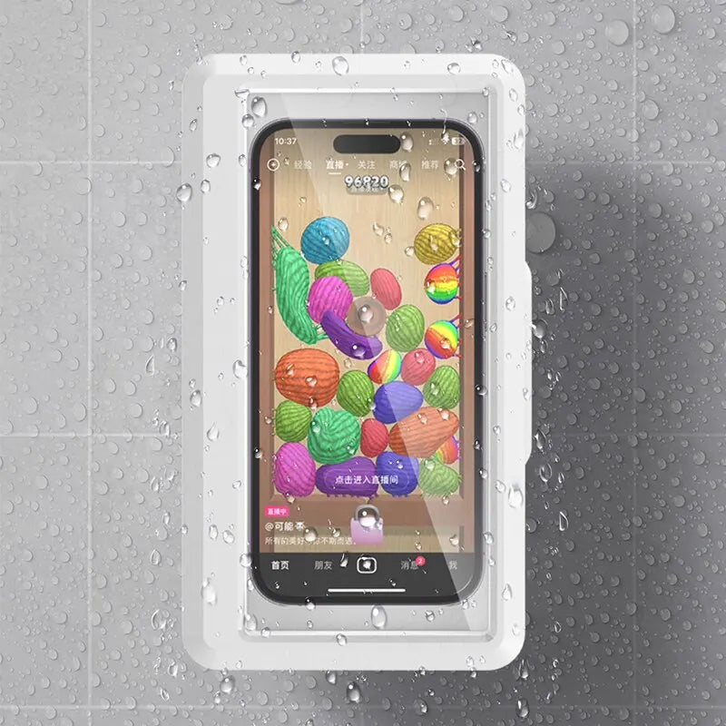 Fixed Shower Phone Holder 360° Rotation Waterproof Anti-fog Mobile Phone Stand Touched Smart Phone Bracket For Bathroom Shower