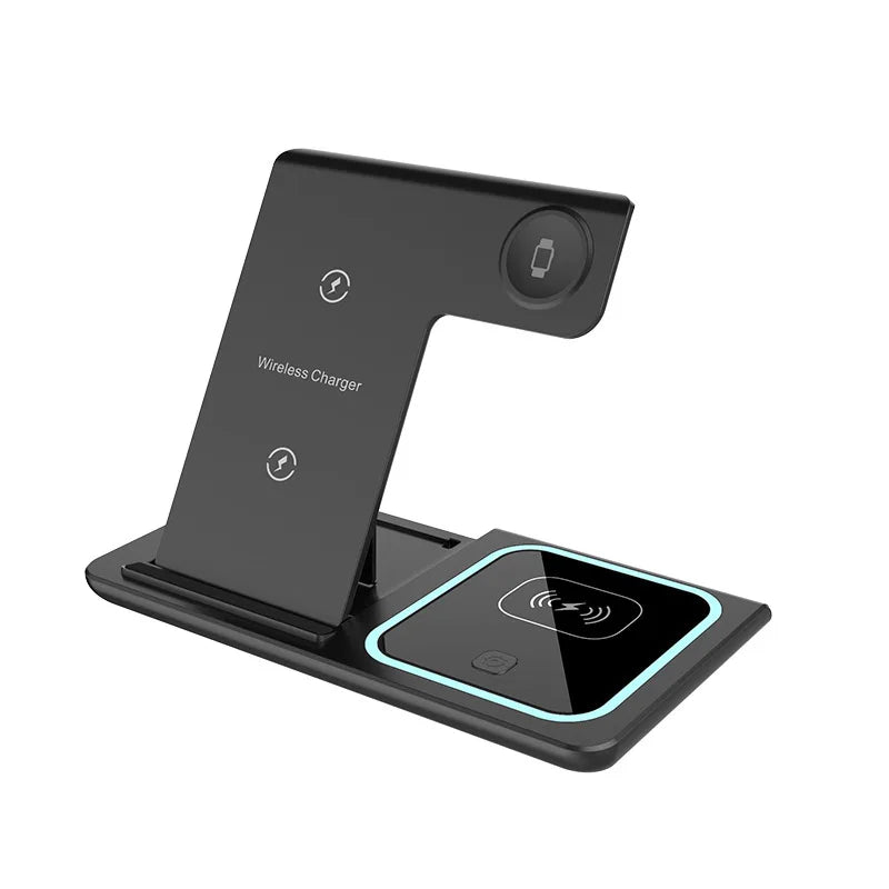 15W 3 in 1 LED Fast Wireless Charger Stand Foldable Charging Station For IPhone17-11 Apple Watch 9 8 7 6 5 Airpods Pro