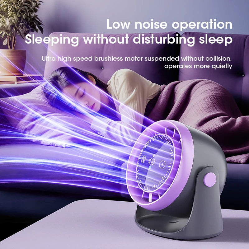 Portable Mini Touch Screen Desk Fan with 100-Speed Adjustable Quiet Cooling Strong Wind and Digital Display for Air Circulation