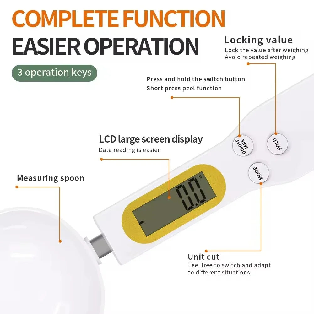 0.1g Portable LCD Digital Kitchen Scale Measuring Spoon Gram Flour and Grain Food Spoon Weight Coffee Scale Kitchen Tool