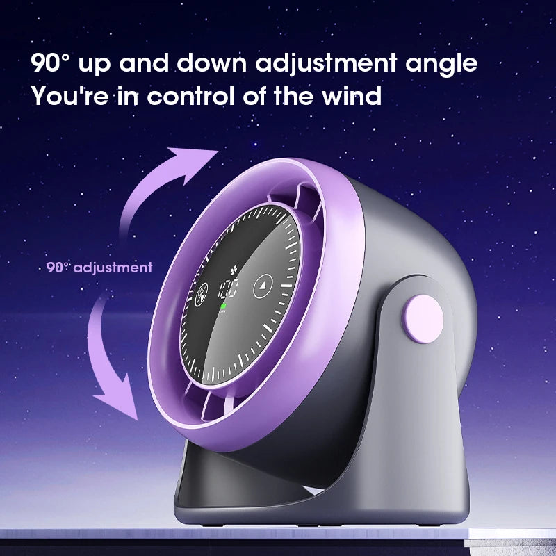 Portable Mini Touch Screen Desk Fan with 100-Speed Adjustable Quiet Cooling Strong Wind and Digital Display for Air Circulation