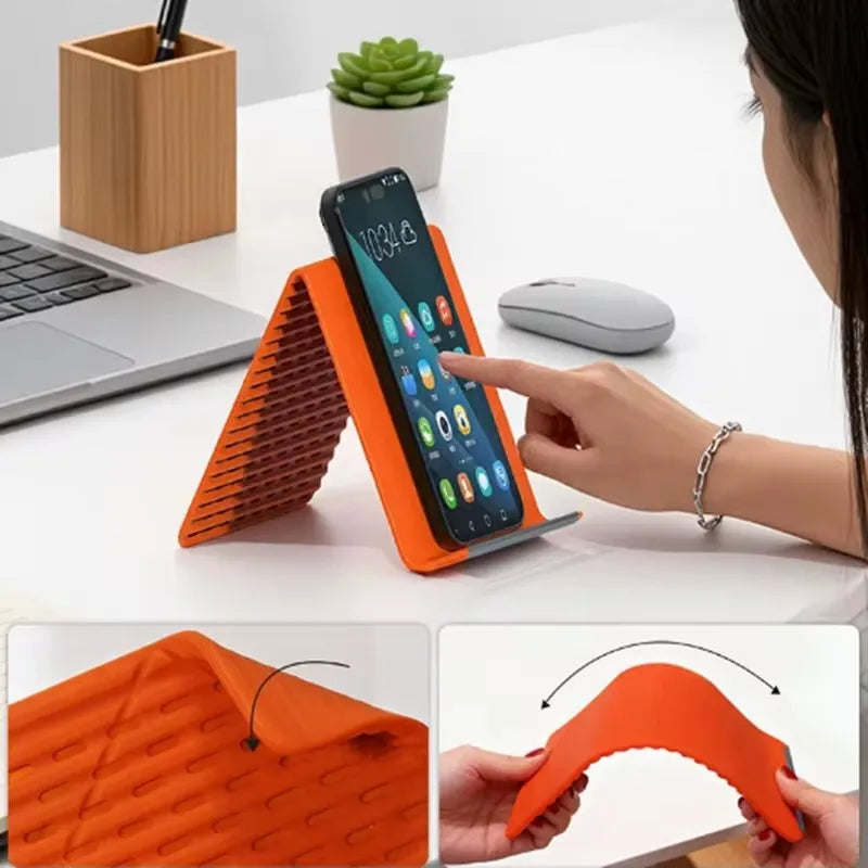 Flexible Foldable Silicone Phone Holder Portable Adjustable Multi-Angle Desktop Stand For iPhone iPad Laptop Tablet Home Office
