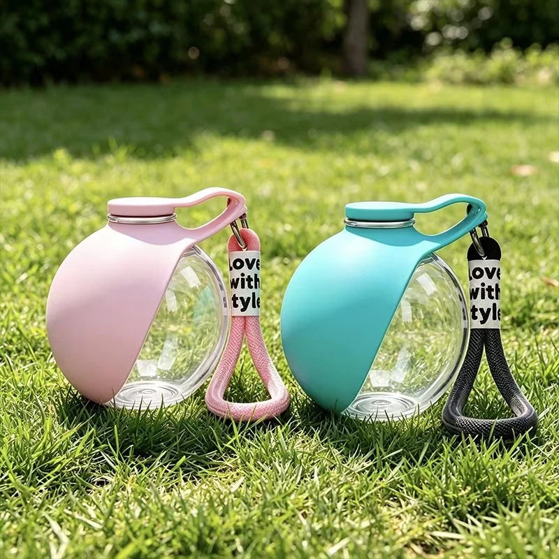 Portable Pet Carrying Water Cup, Essential Hanging Spherical Water Dispenser for Going Out, Foldable, for Small Pets Only