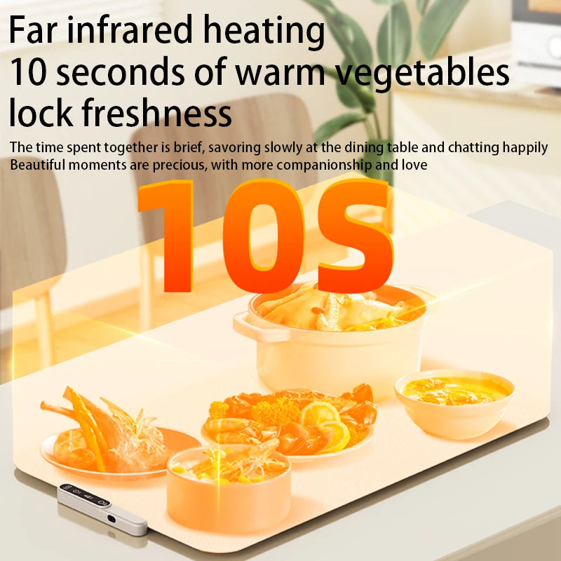 Rollable Food Warming Mat, 10s Fast Far Infrared Heating, Intelligent Timing, Anti-scald Insulation Pad, Home Meal Warmer