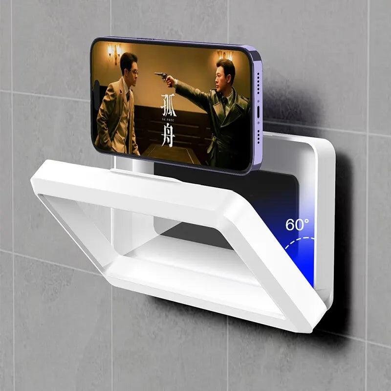 Fixed Shower Phone Holder 360° Rotation Waterproof Anti-fog Mobile Phone Stand Touched Smart Phone Bracket For Bathroom Shower