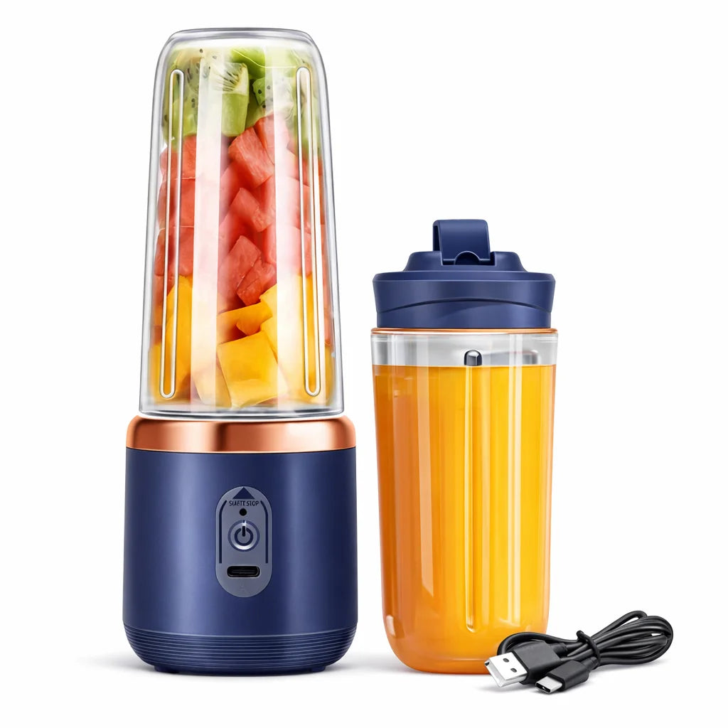 2-Cup Electric Juicer Blender Mixer Mini Wireless Portable Home USB Rechargeable 6-Blade Gift Juice Cup Multifunctional Juicer, Juice Cup, Kitchen Accessories, Christmas Gift, Halloween Gift