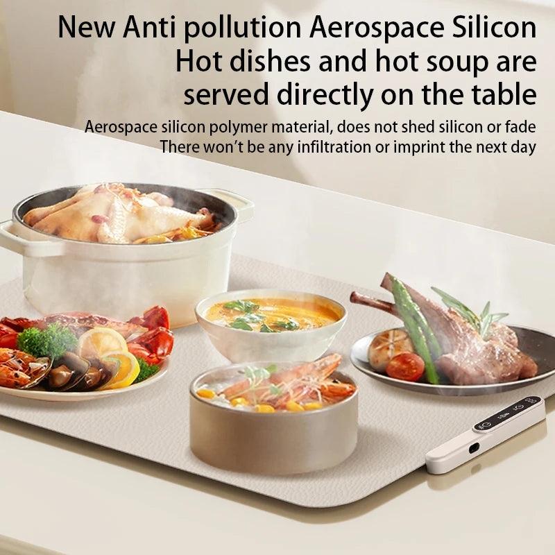 Rollable Food Warming Mat, 10s Fast Far Infrared Heating, Intelligent Timing, Anti-scald Insulation Pad, Home Meal Warmer