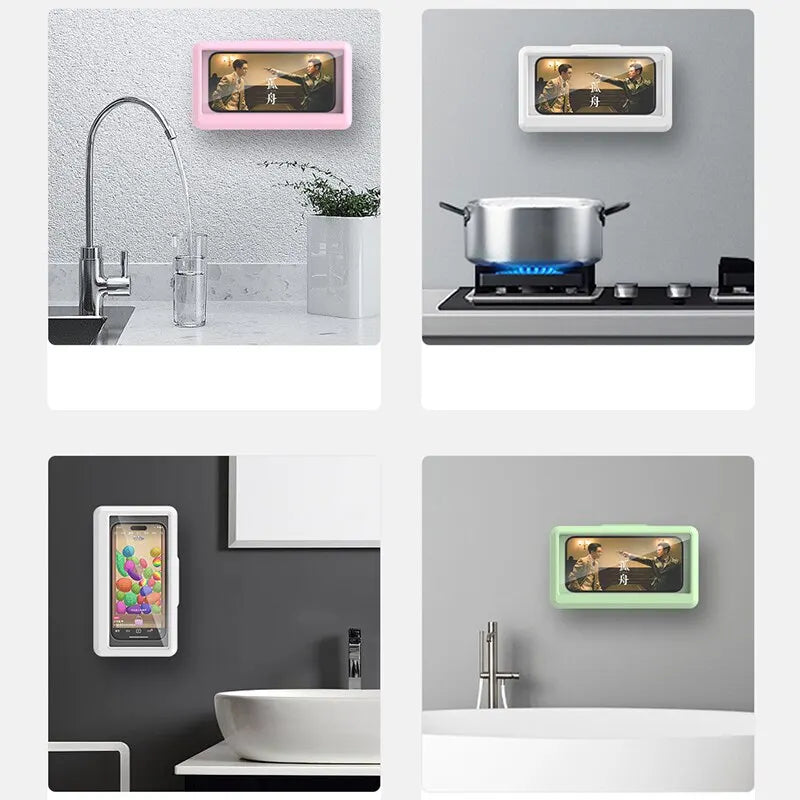 Fixed Shower Phone Holder 360° Rotation Waterproof Anti-fog Mobile Phone Stand Touched Smart Phone Bracket For Bathroom Shower