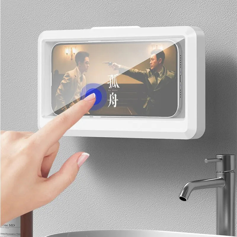 Fixed Shower Phone Holder 360° Rotation Waterproof Anti-fog Mobile Phone Stand Touched Smart Phone Bracket For Bathroom Shower